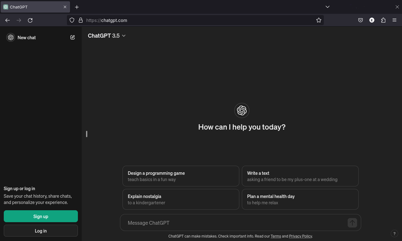 A real ChatGPT conversation showing a question typed by the user and the assistant answering in full sentences
